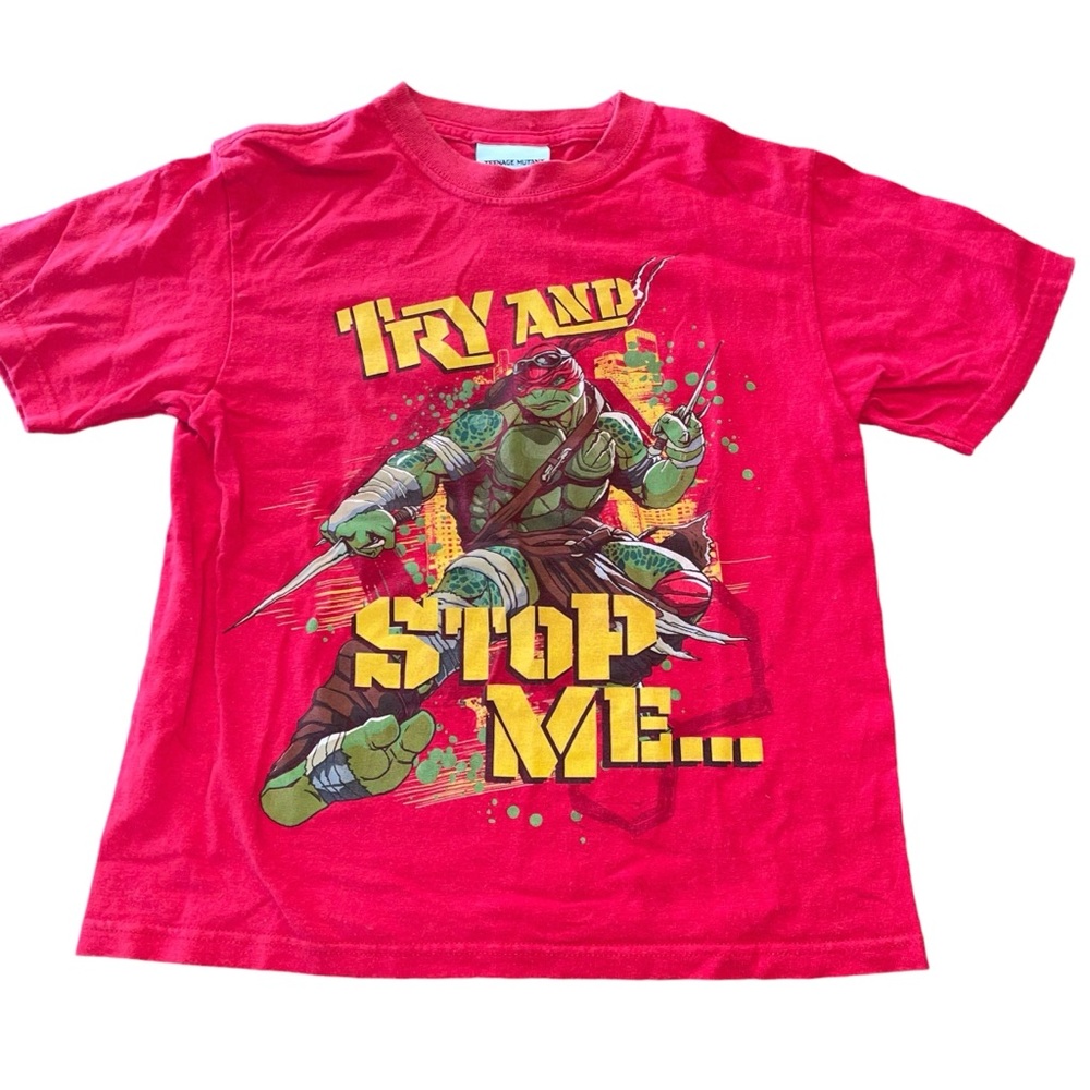 Vintage Teen Age Mutant Ninja Turtle Youth T Shirt Size Small Red 100% Cotton